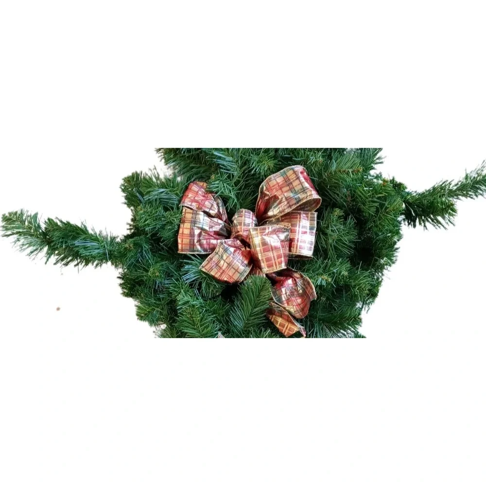 💮Set of 3 Vintage Pine Christmas Swags Pink Gold Bows Shabby Chic Y2K Decor 🎀
